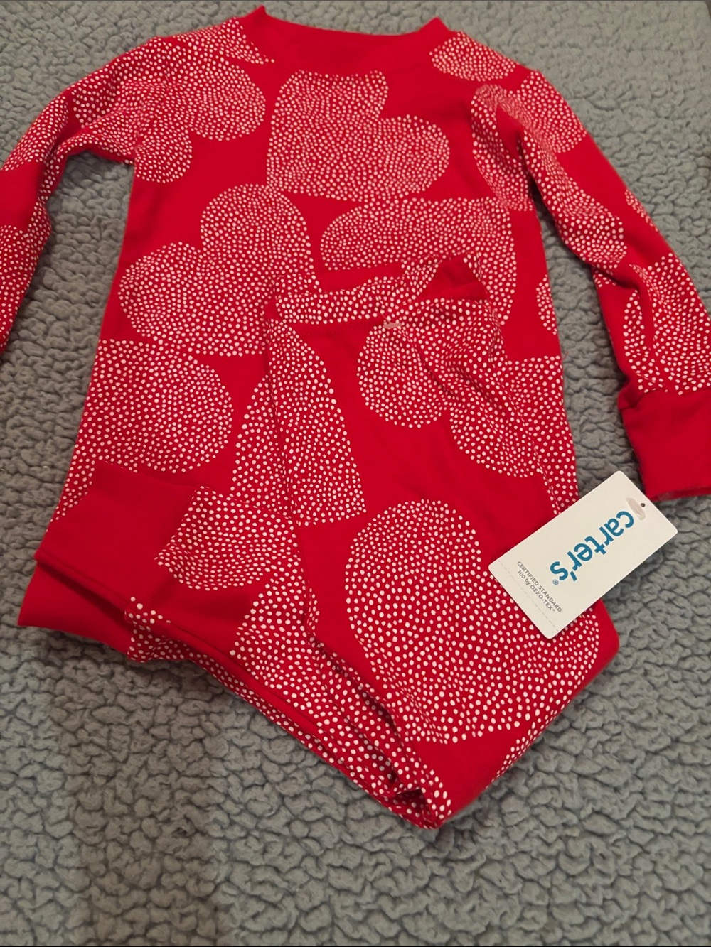NWT Carter's Red White Dotted Heart Pattern Pajama Set